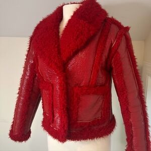 7 For All Mankind Vibrant Red Teddy Jacket